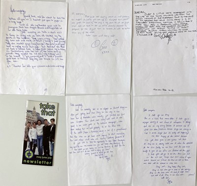 Lot 82 - TAKE THAT - ORIGINAL HANDWRITTEN LETTERS FROM THE BAND.