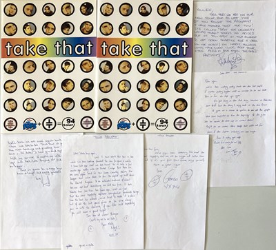 Lot 85 - TAKE THAT - ORIGINAL HANDWRITTEN LETTERS FROM THE BAND.