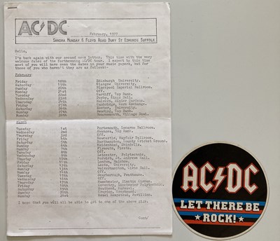 Lot 127 - AC/DC - FAN CLUB LETTER AND STICKER - 1977.