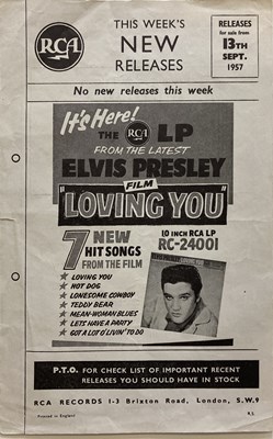 Lot 441 - ELVIS 1957 RCA FLYER.