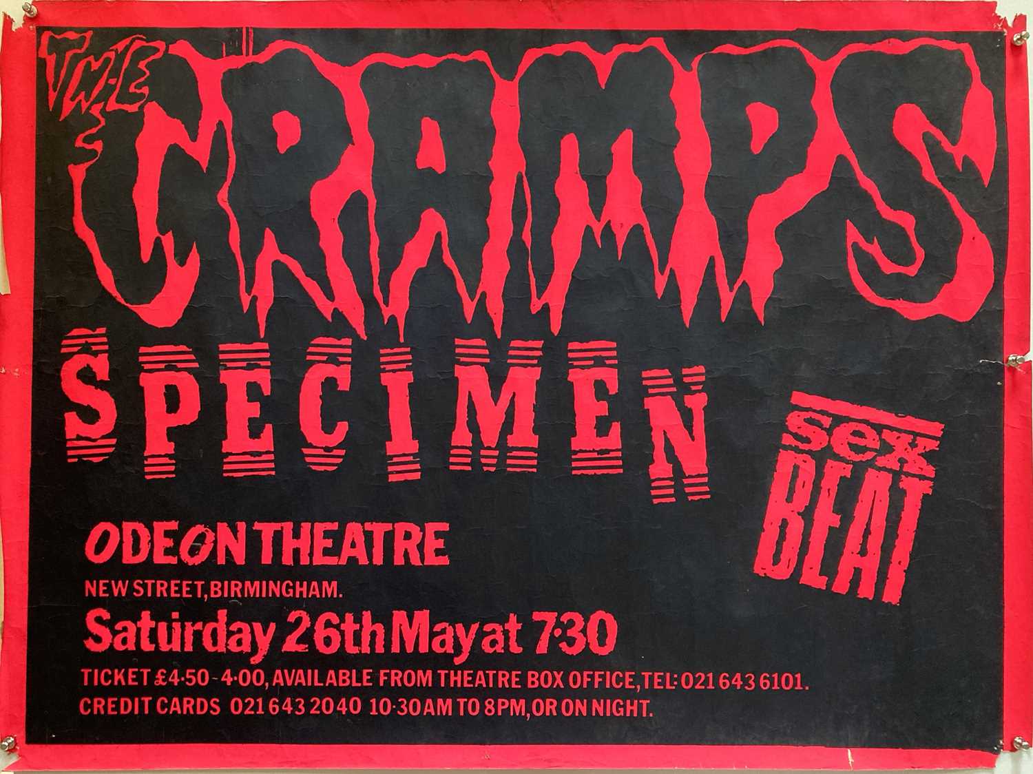 Lot 349 - THE CRAMPS HAMMERSMITH ODEON 1984 POSTER.