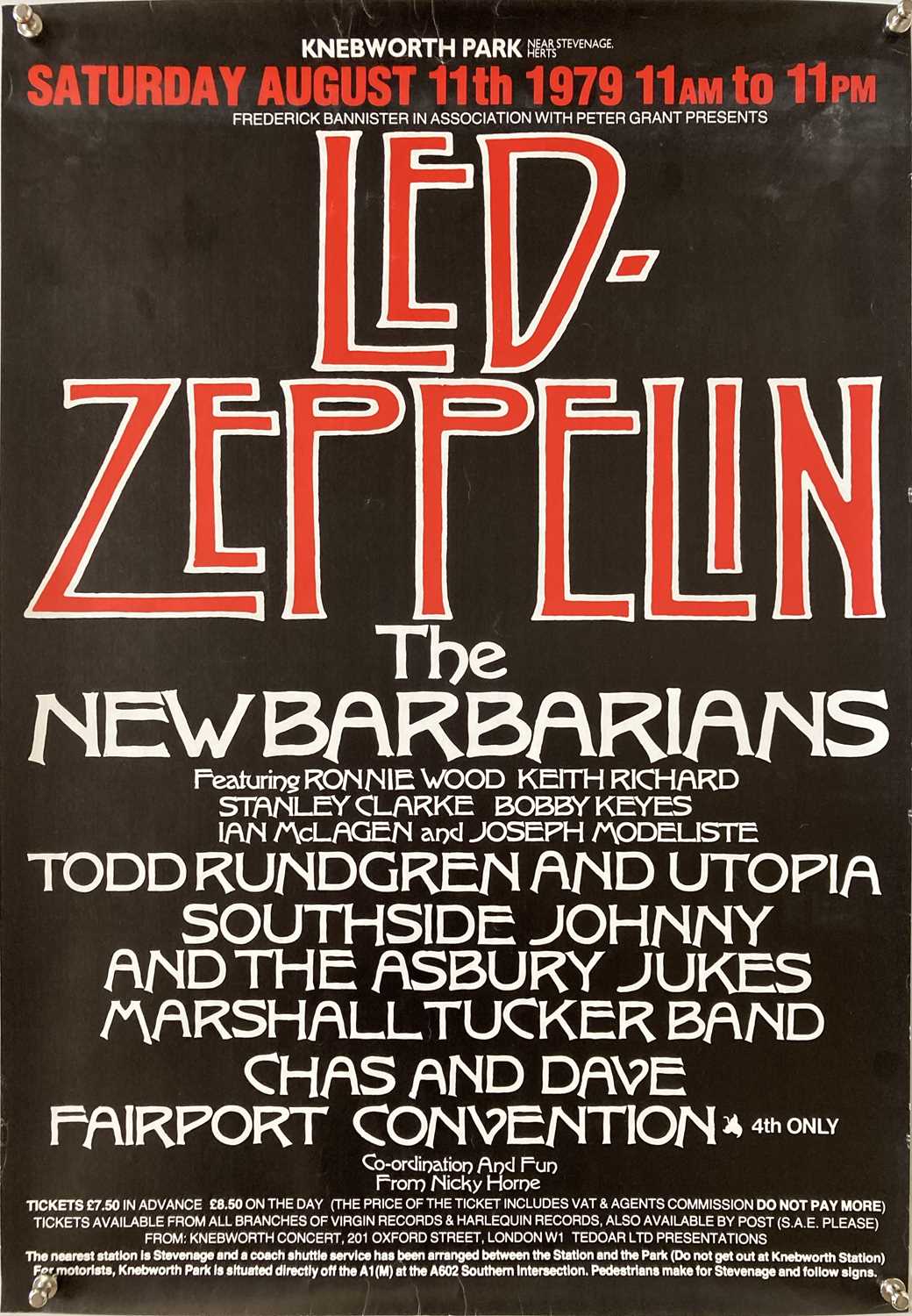 Lot 451 LED ZEPPELIN KNEBWORTH 1979 POSTER.