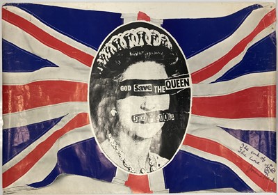 Lot 380 - SEX PISTOLS GOD SAVE THE QUEEN POSTER SIGNED BY JAMIE REID