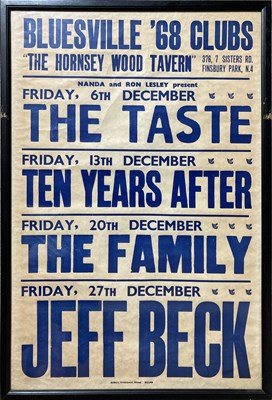 Lot 366 - 1968 BLUESVILLE POSTER - JEFF BECK / FAMILY / TEN YEARS AFTER.