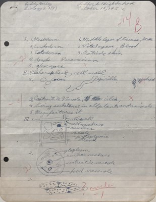 Lot 553 - BUDDY HOLLY'S HANDWRITTEN HOMEWORK 1952.