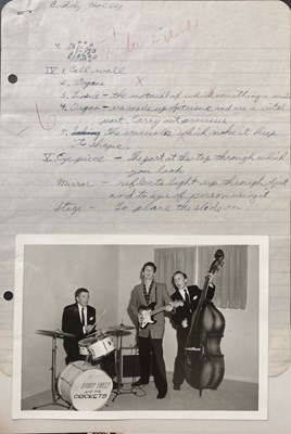 Lot 553 - BUDDY HOLLY'S HANDWRITTEN HOMEWORK 1952.