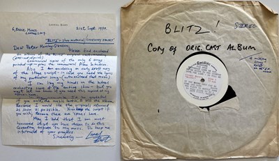 Lot 236 - LIONEL BART HANDWRITTEN LETTER AND TEST PRESSING RECORDING.