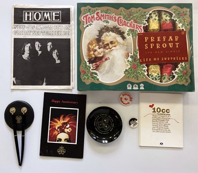 Lot 109 - MUSIC PROMOTIONAL ITEMS - PREFAB SPROUT, 10CC SIGNED AND MORE.