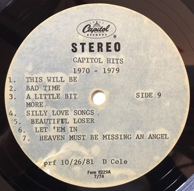 Lot 51 - VARIOUS - CAPITOL HITS (10 x SINGLE SIDED ACETATE LPs)