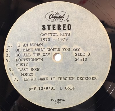 Lot 51 - VARIOUS - CAPITOL HITS (10 x SINGLE SIDED ACETATE LPs)