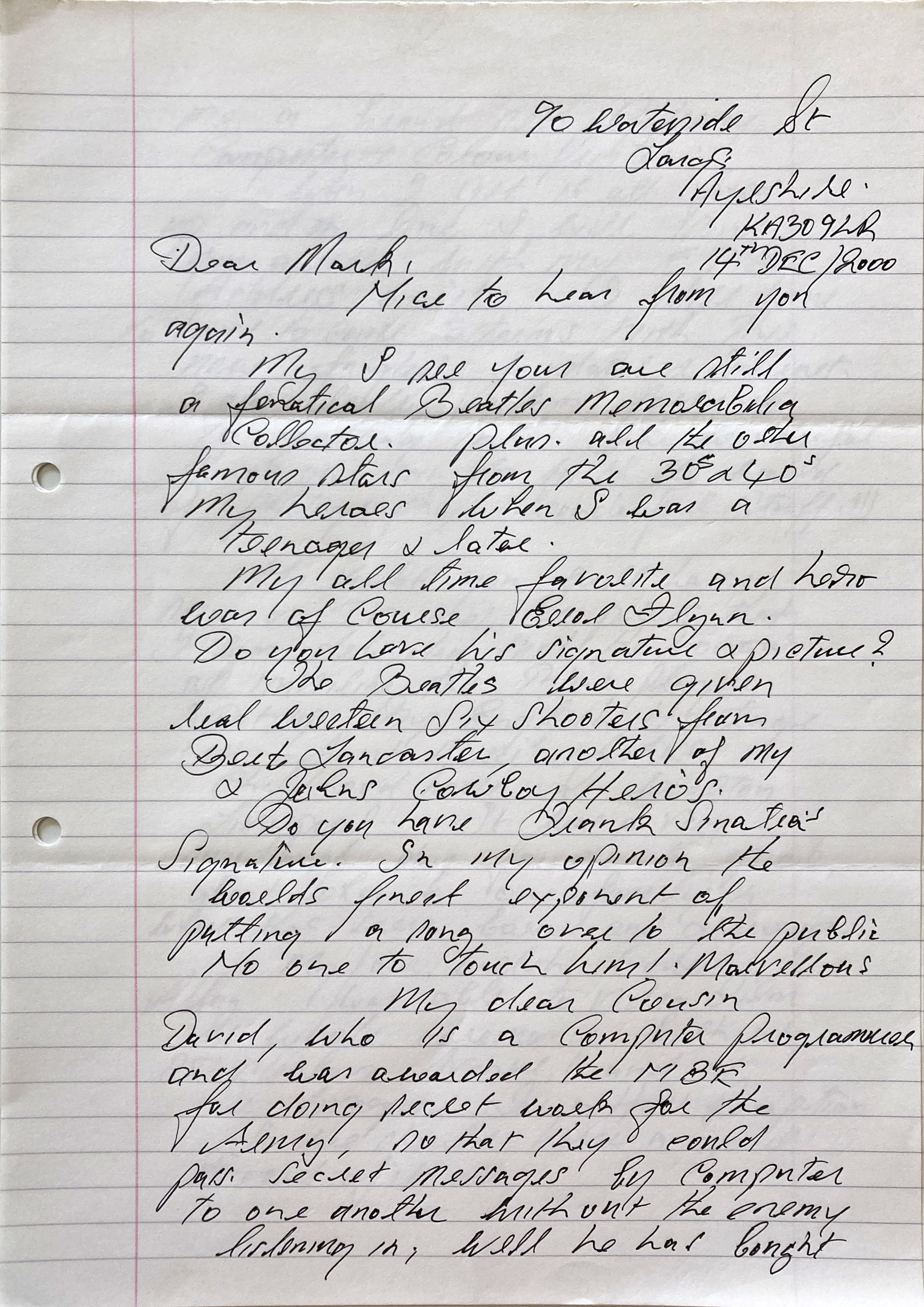 Lot 364 - Correspondence From John Lennon's Cousin