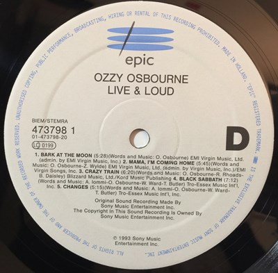 Lot 194 - OZZY OSBOURNE - LIVE & LOUD LP (EPC 473798 1)