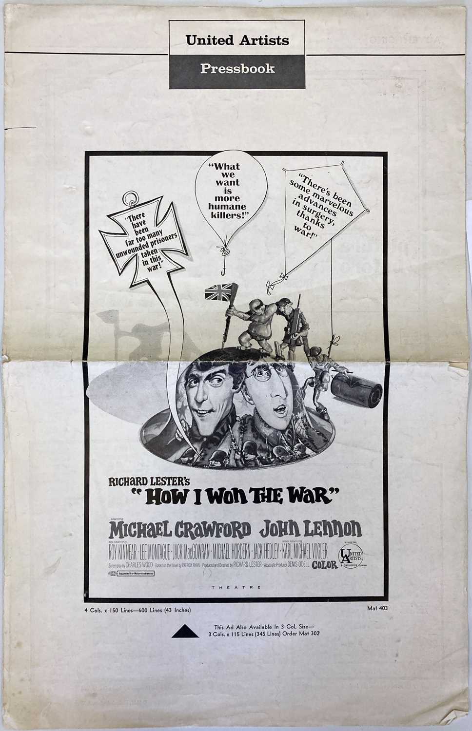 Lot 214 - JOHN LENNON - HOW I WON THE WAR PRESS BOOK.
