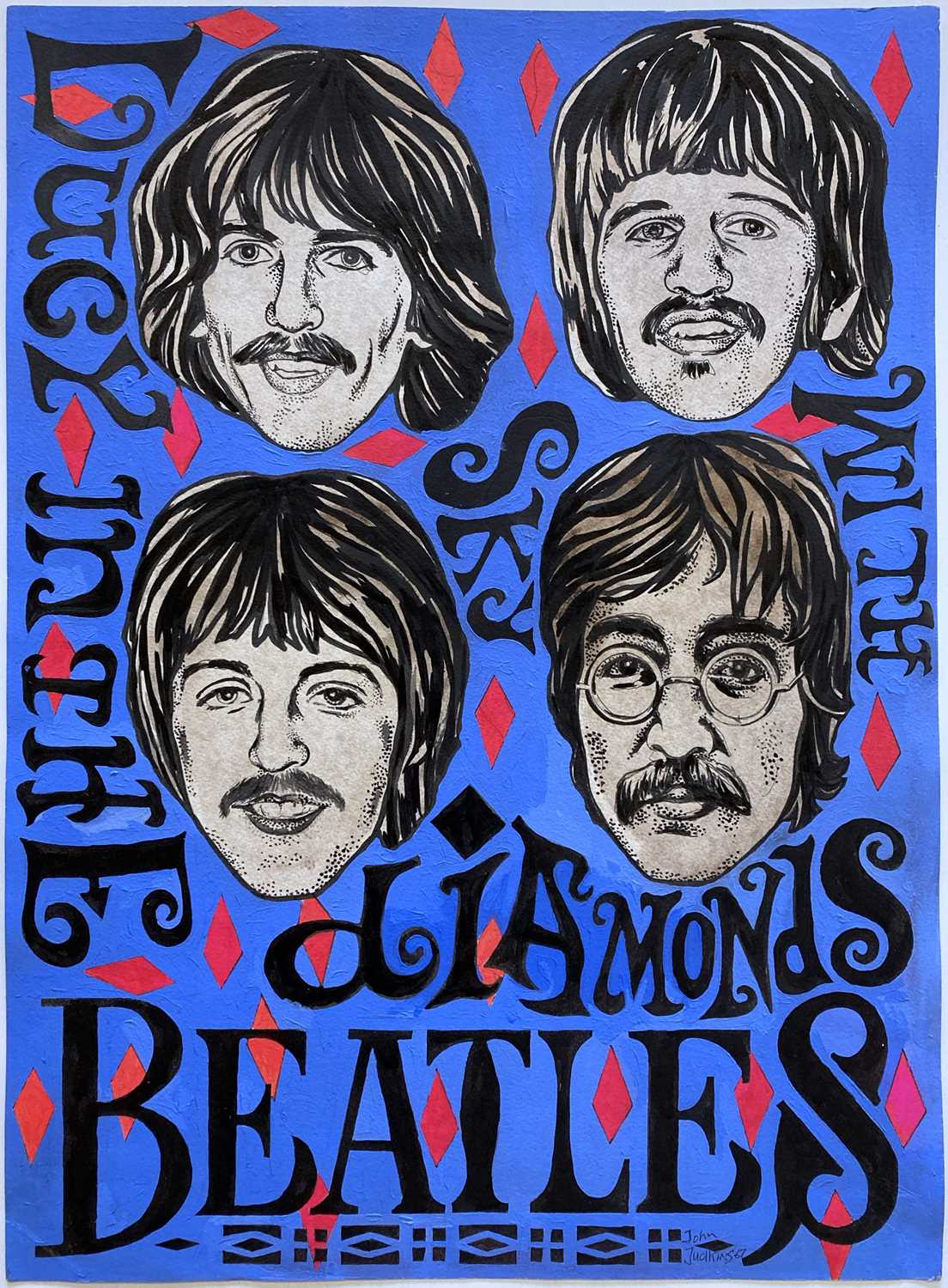 Lot 452 - THE BEATLES HAND-PAINTED POSTER.