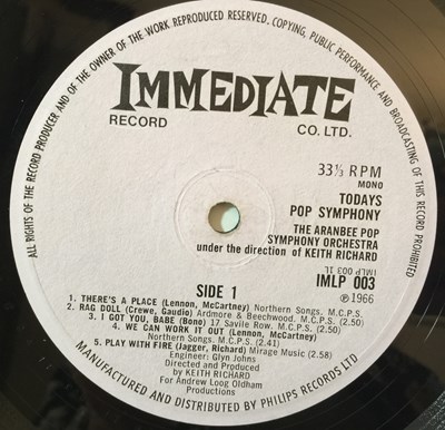Lot 230 - TODAYS POP SYMPHONY (KEITH RICHARD) LP (ORIGINAL UK PRESSING - IMMEDIATE IMLP 003)