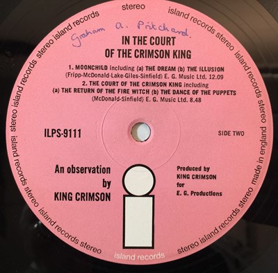 Lot 216 - KING CRIMSON - IN THE COURT OF THE KING CRIMSON LP (ORIGINAL UK PINK ISLAND - ILPS 9111)