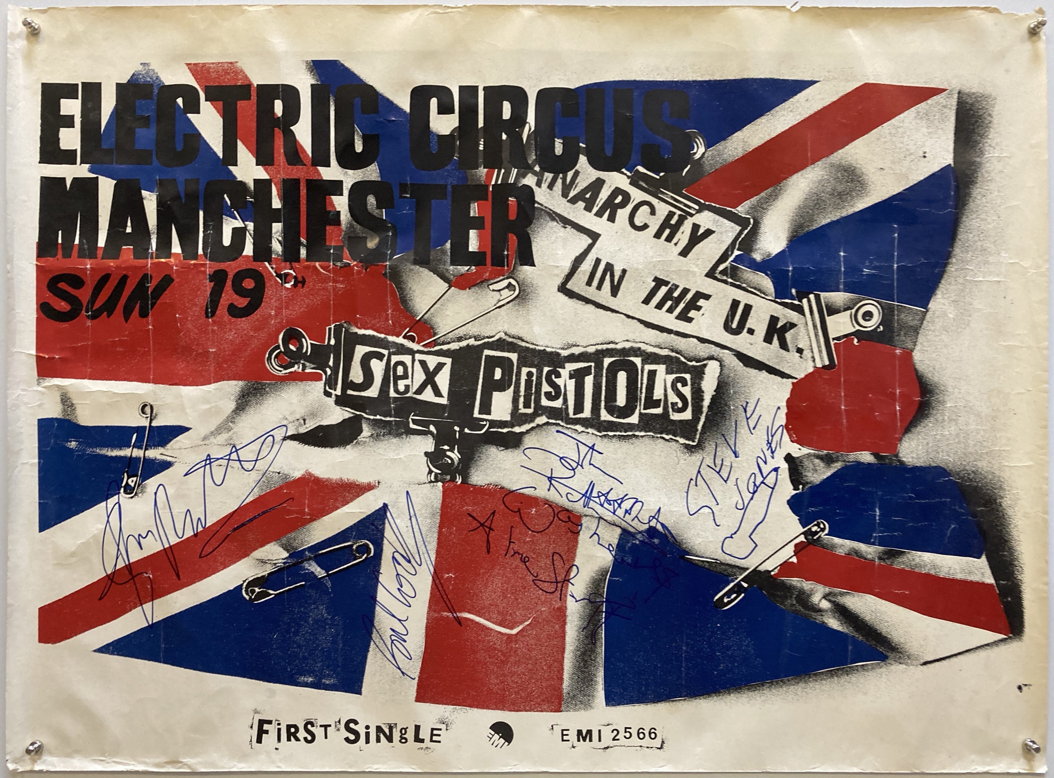 Lot 211 - SEX PISTOLS SIGNED POSTER.