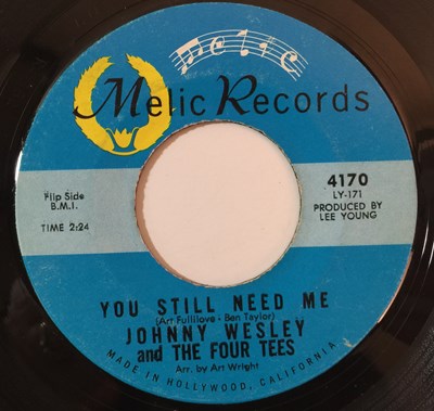 Lot 78 - JOHNNY WESLEY AND THE FOUR TEES - IT'S THE TALK OF THE TOWN 7" (4170)