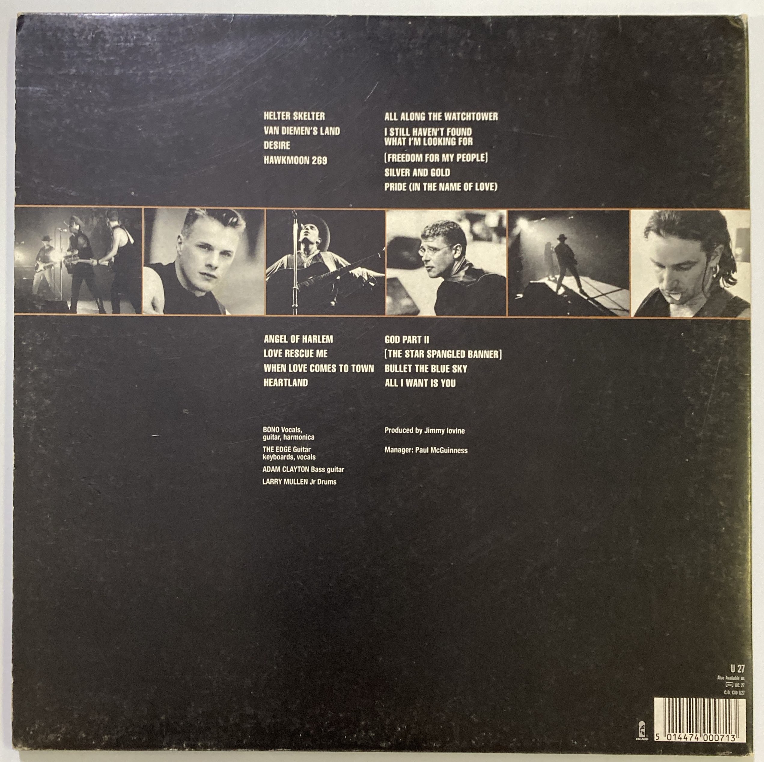 Lot 124 U2 RATTLE AND HUM FULLY SIGNED LP.