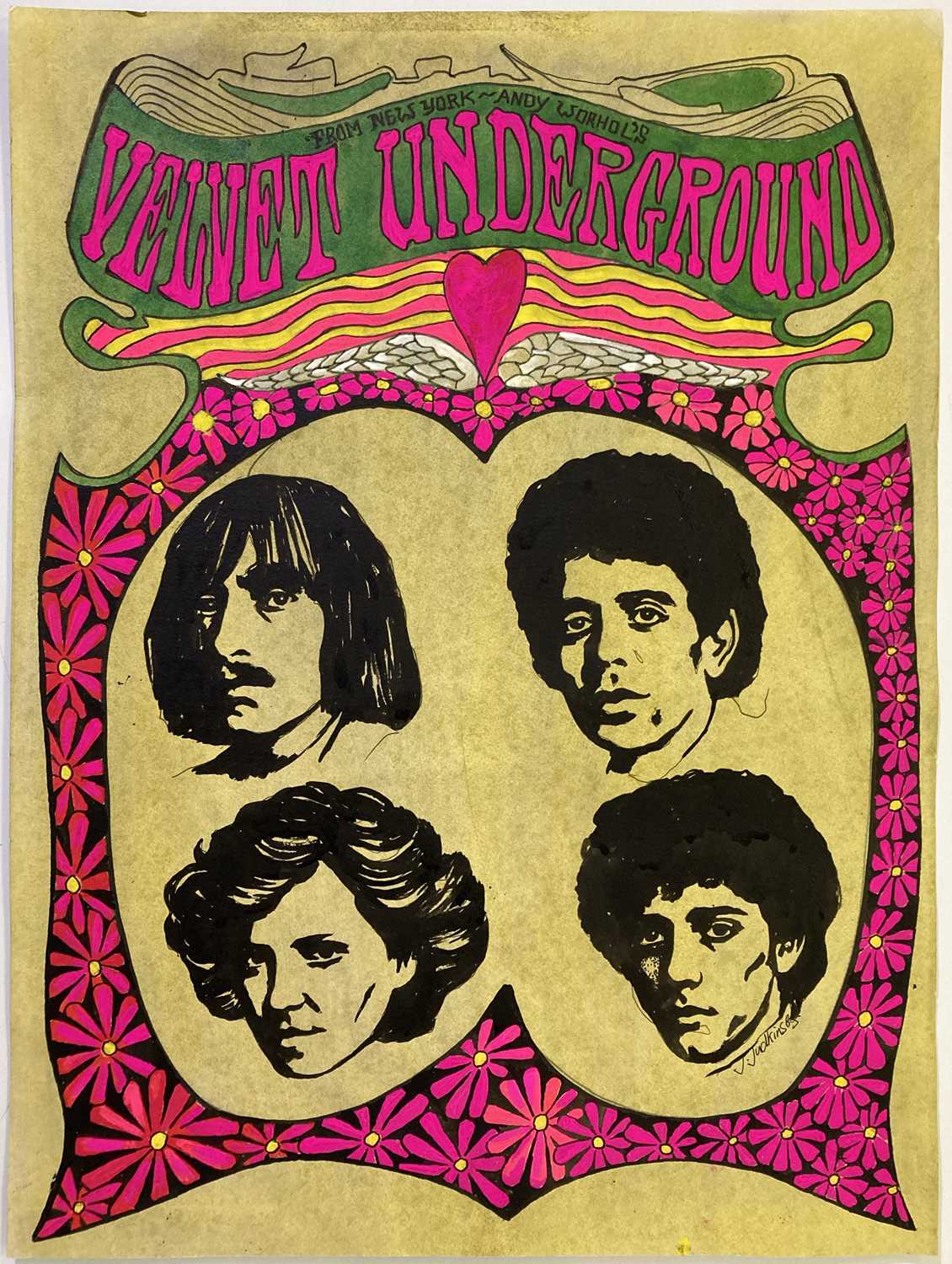 Lot 249 - VELVET UNDERGROUND HAND PAINTED POSTER.