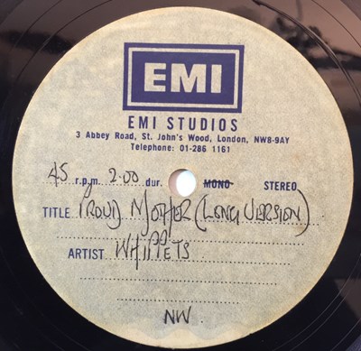 Lot 85 - THE WHIPPETS (WINGS) - PROUD MOTHER/TOMORROW - EMI STUDIOS 7" ACETATE RECORDING