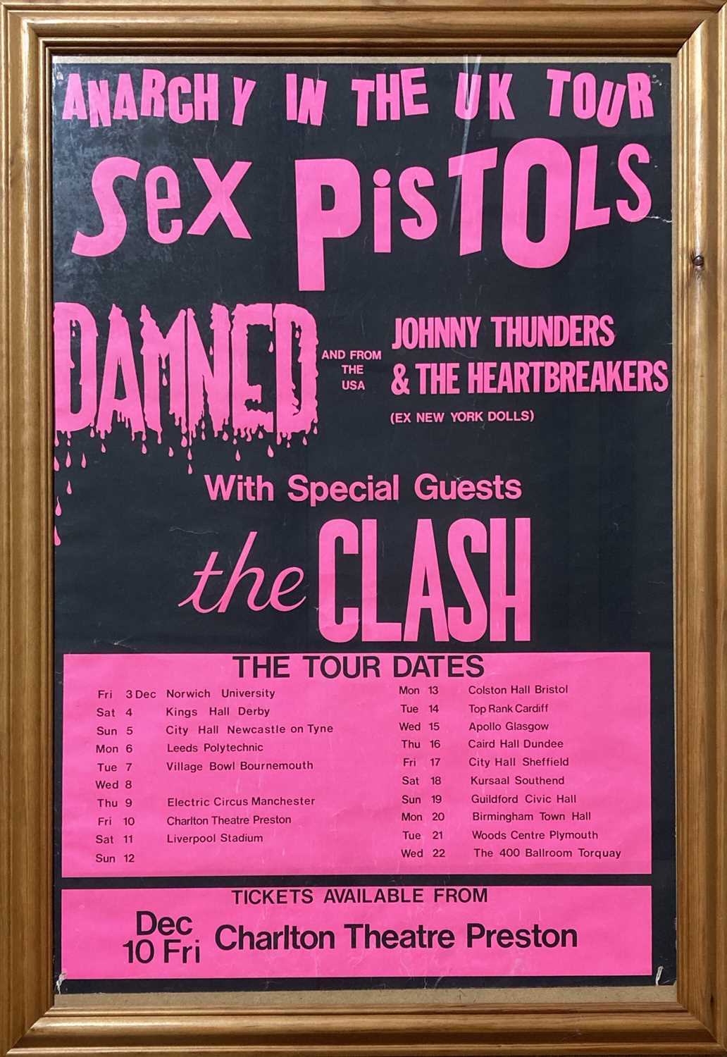 Lot 213 - SEX PISTOLS ANARCHY IN THE UK TOUR POSTER - PRESTON.