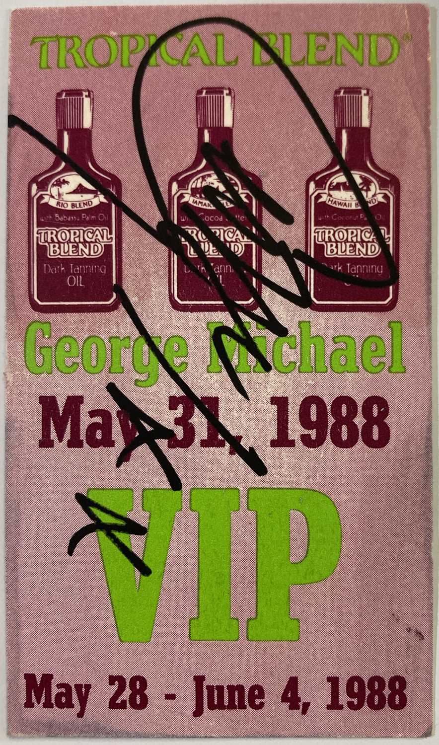 Lot 345 - GEORGE MICHAEL SIGNED VIP PASS.