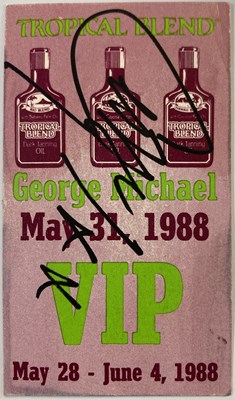 Lot 345 - GEORGE MICHAEL SIGNED VIP PASS.