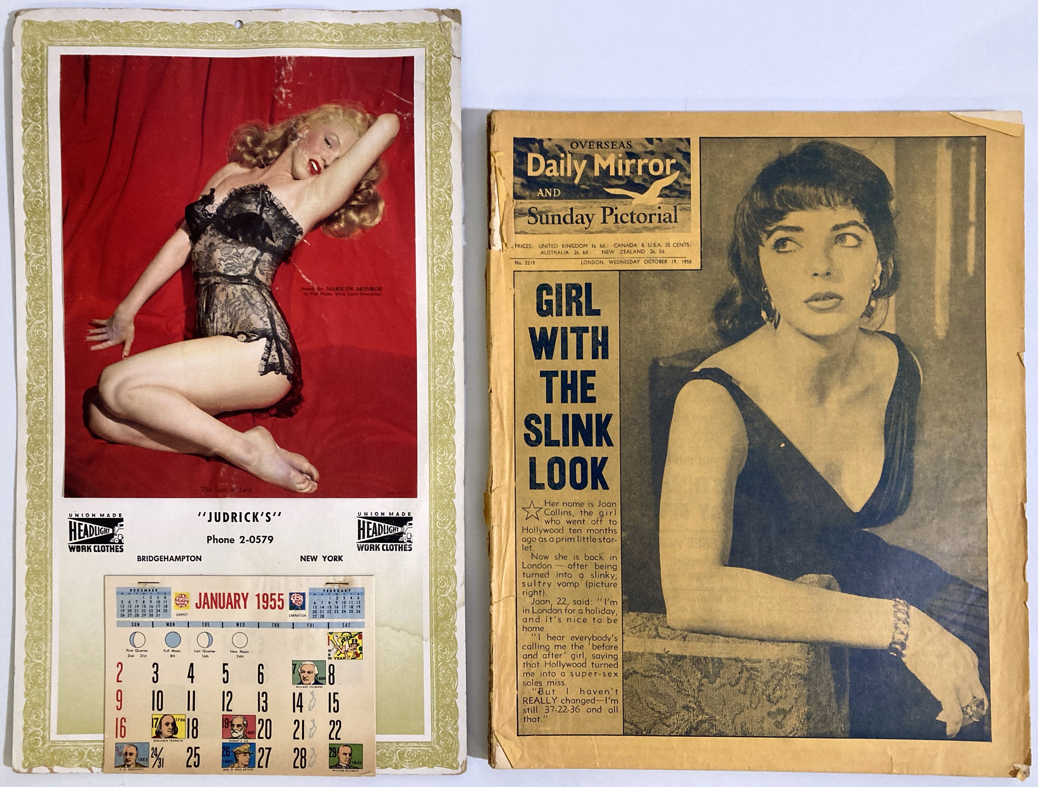 Lot 322 ORIGINAL 1955 MARILYN MONROE PIN UP CALENDAR.