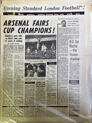 Lot 134 - NEWSPAPER ARCHIVE - CLASSIC SPORTING HEADLINES / ARSENAL/1966 WORLD CUP FOCUS.