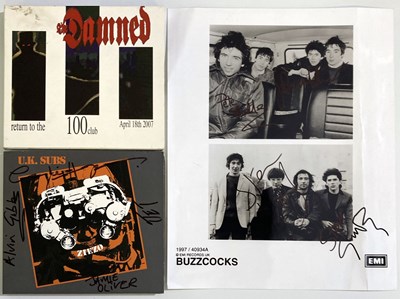 Lot 351 - BUZZCOCKS /. THE DAMNED / UK SUBS SIGNED ITEMS.