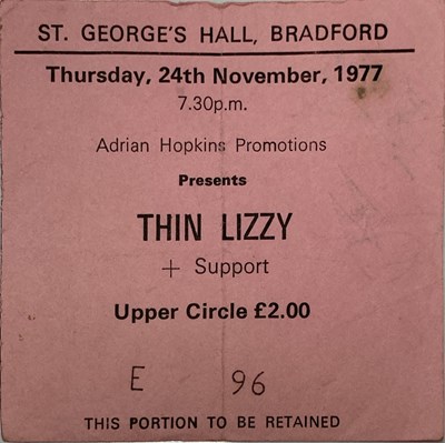 Lot 206 - THIN LIZZY SIGNED 1977 TICKET.