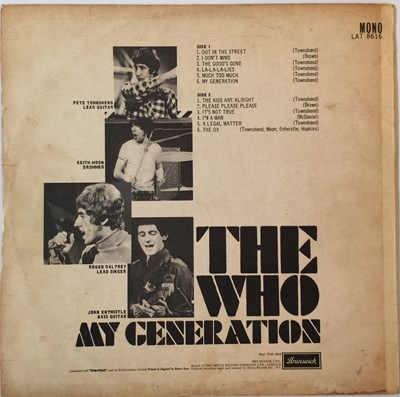 Lot 721 - THE WHO - MY GENERATION LP (ORIGINAL UK PRESSING - BRUNSWICK LAT 8616)