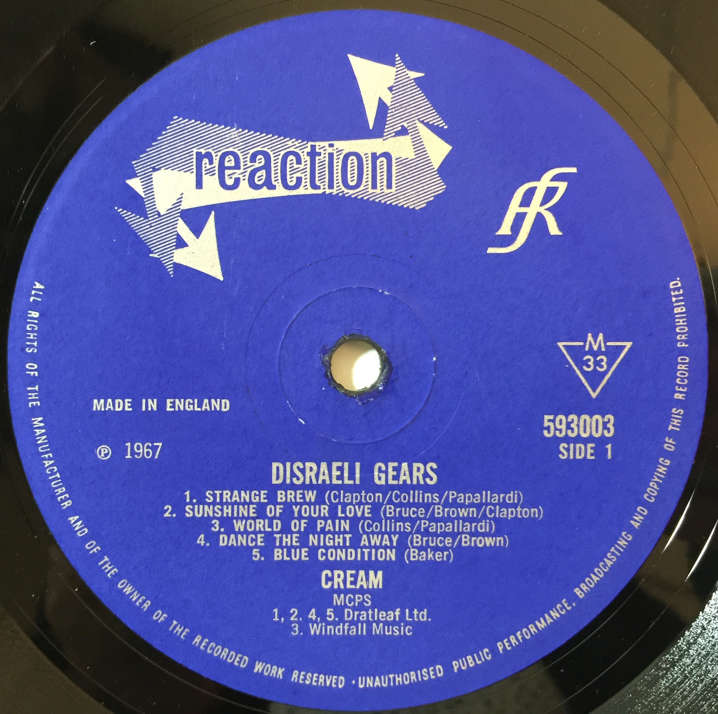 Lot 723 CREAM DISRAELI GEARS LP (2 x FULLY