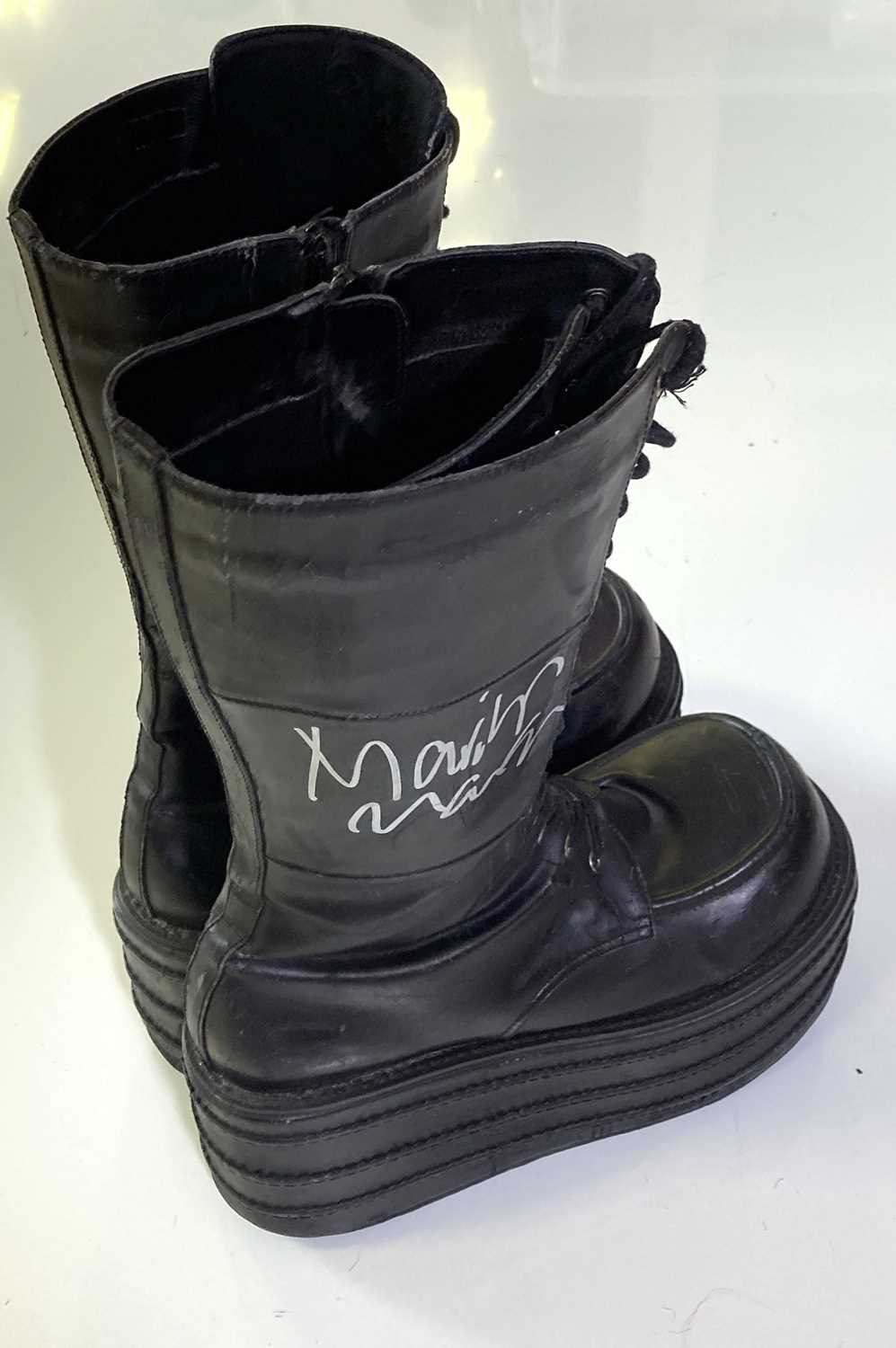 Lot 3117 - MARILYN MANSON OWNED AND SIGNED BOOTS.