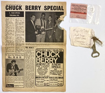 Lot 87 - CHUCK BERRY BOTTLE OPENER AND TICKET STUB.