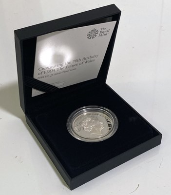 Lot 5 - ROYAL MINT HRH PRINCE CHARLES 70TH ANNIVERSARY £5 COIN - TWO EXAMPLES.