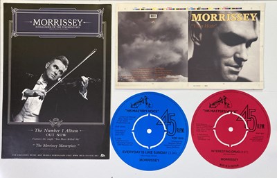 Lot 435 - MORRISSEY PROOF SLEEVE DESIGNS AND PROMO ITEMS.