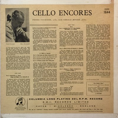 Lot 1006 - PIERRE FOURNIER - CELLO ENCORES LP (ORIGINAL UK COLUMBIA - 33CX 1644)