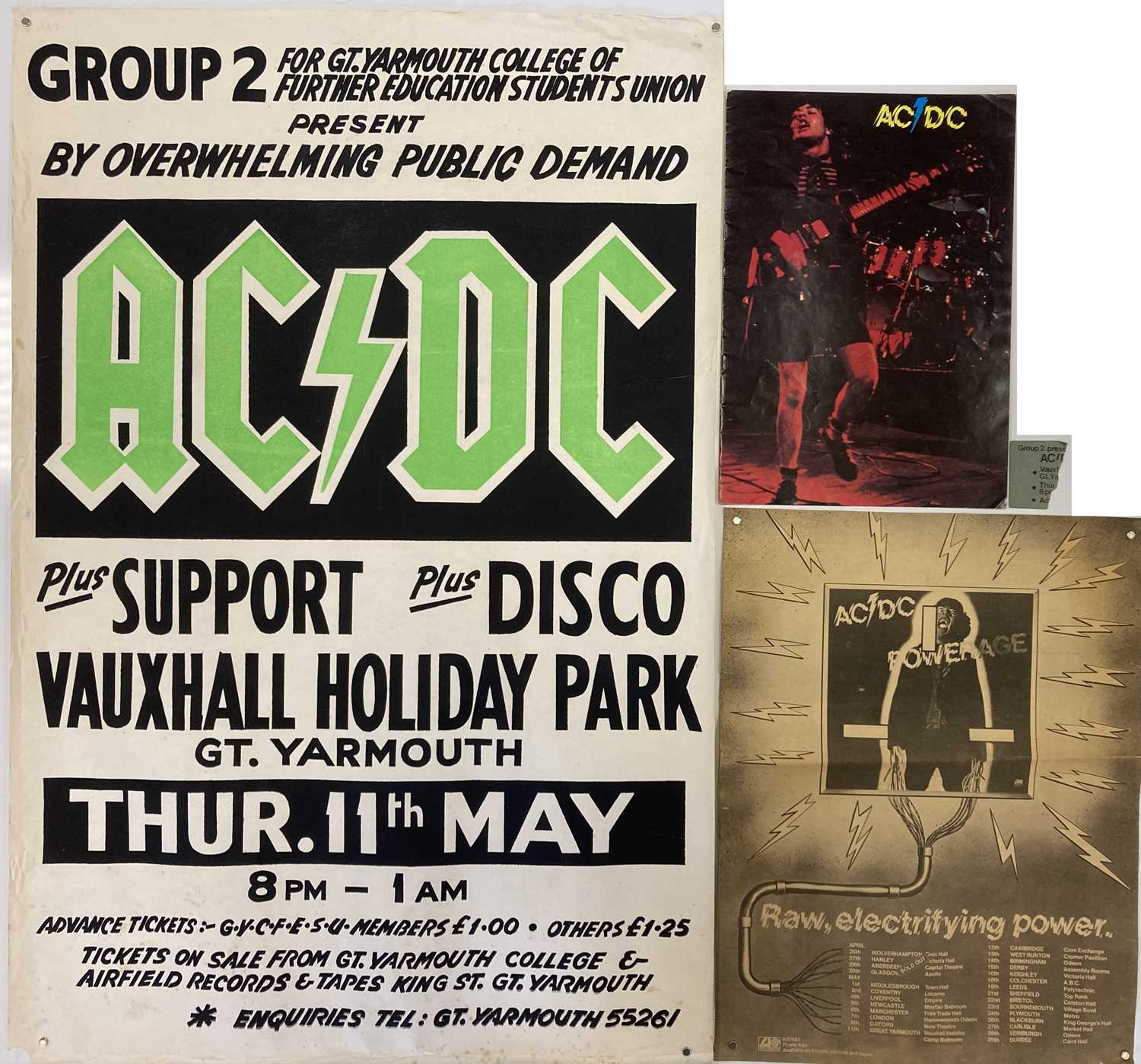 Lot 164 - AC/DC POSTER 1978 GREAT YARMOUTH AND SIGNED