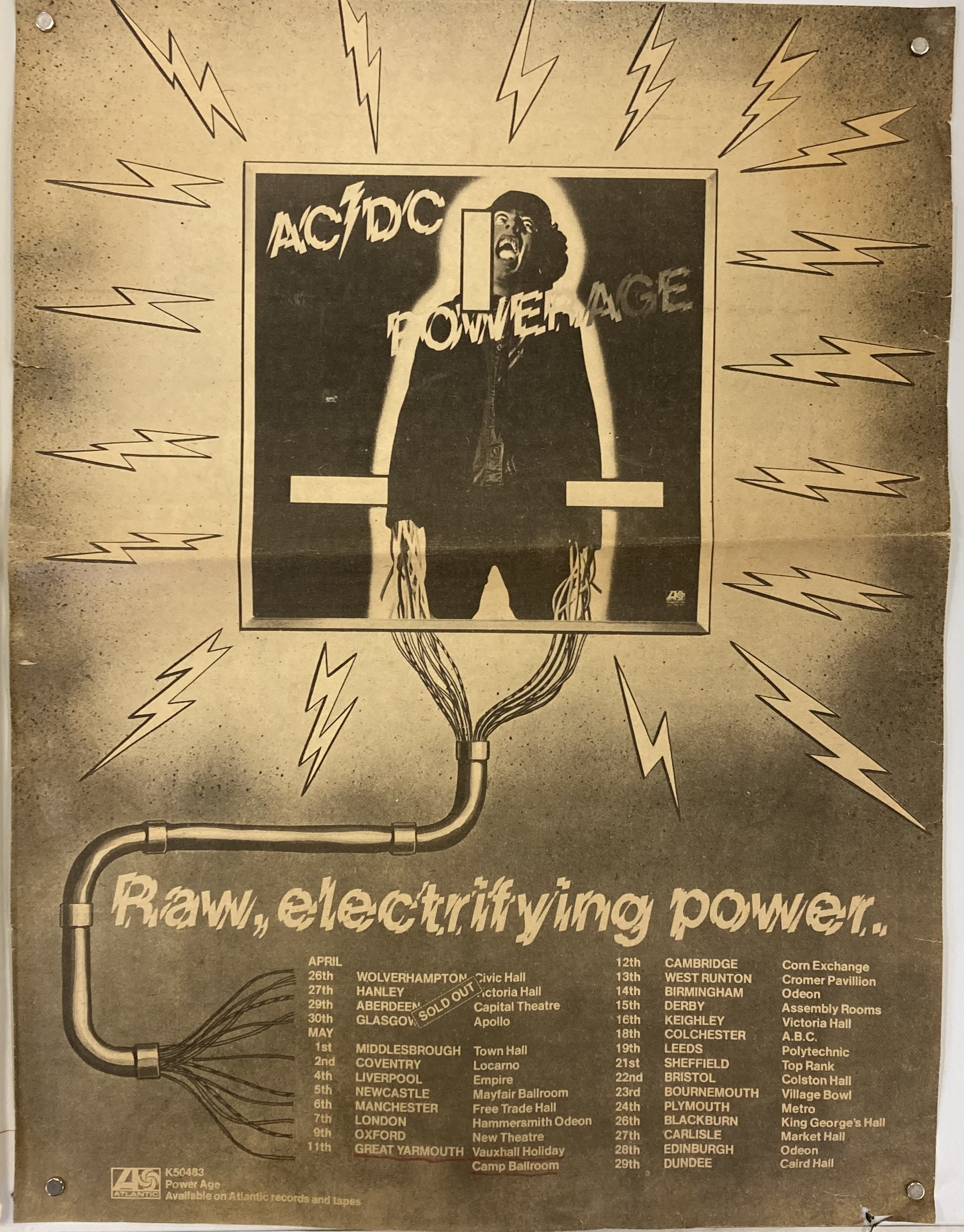 Lot 164 - AC/DC POSTER 1978 GREAT YARMOUTH AND SIGNED