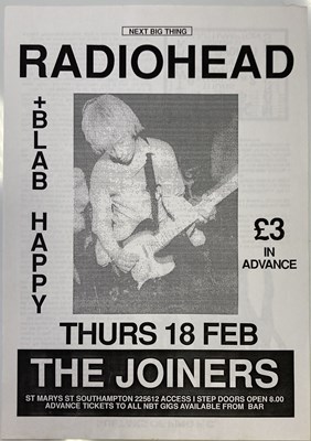 Lot 200 - RADIOHEAD - 1993 CONCERT FLYER.