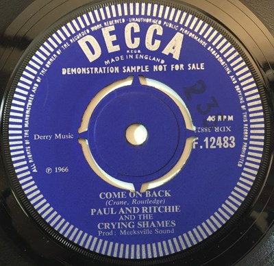 Lot 24 - PAUL AND RITCHIE AND THE CRYING SHAMES - SEPTEMBER IN THE RAIN 7" (ORIGINAL UK DEMO - DECCA F. 12483)