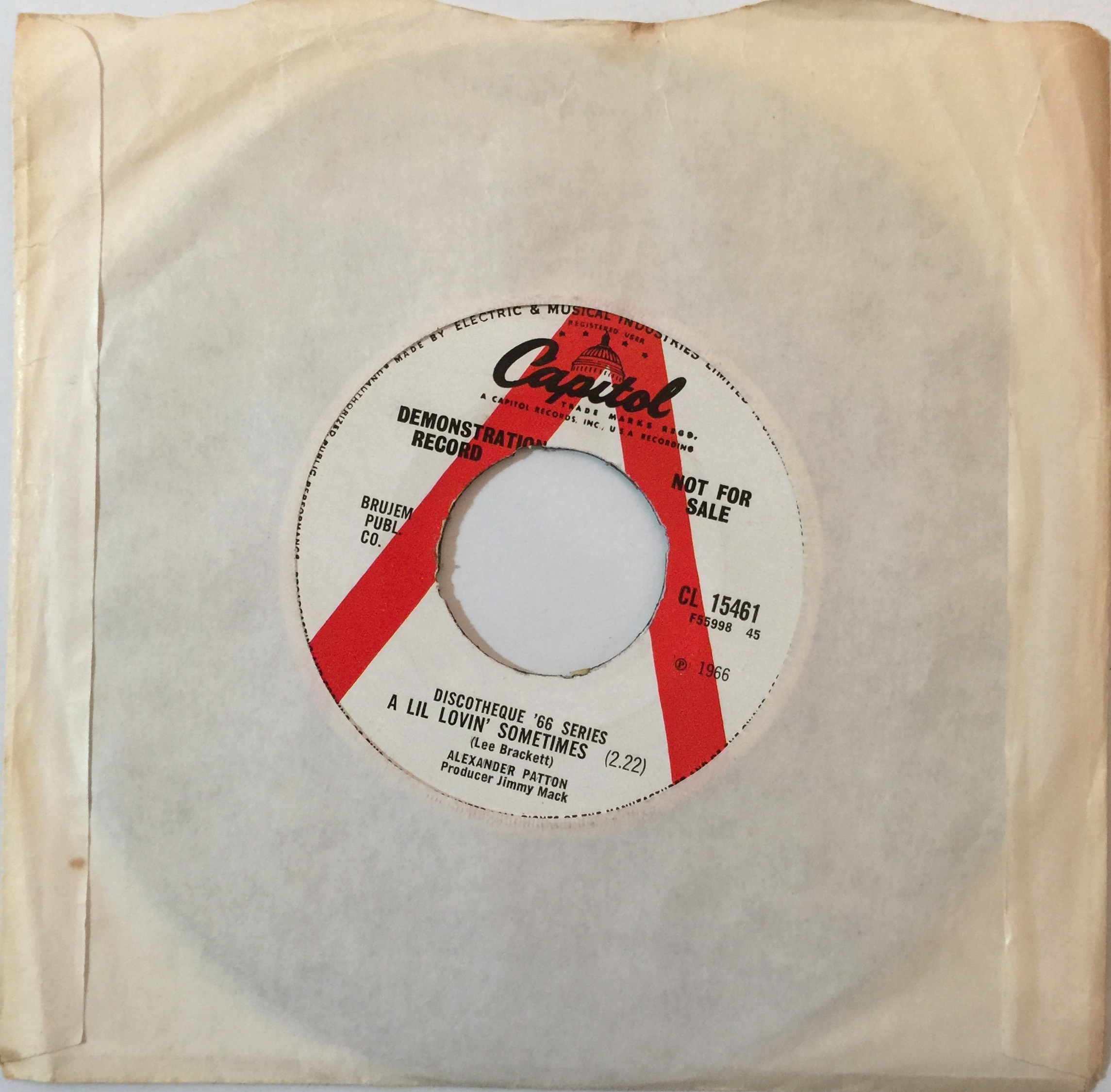 Lot 26 - ALEXANDER PATTON - A LIL LOVIN' SOMETIMES 7