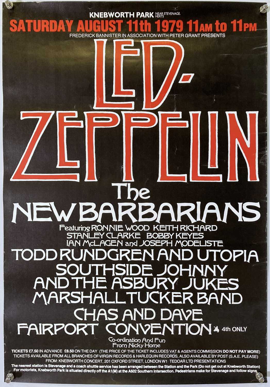 Lot 286 - LED ZEPPELIN KNEBWORTH 1979 POSTER.