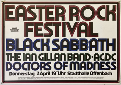 Lot 177 - 1977 EASTER ROCK FESTIVAL GERMAN POSTER - BLACK SABBATH /  AC/DC / IAN GILLAN BAND.