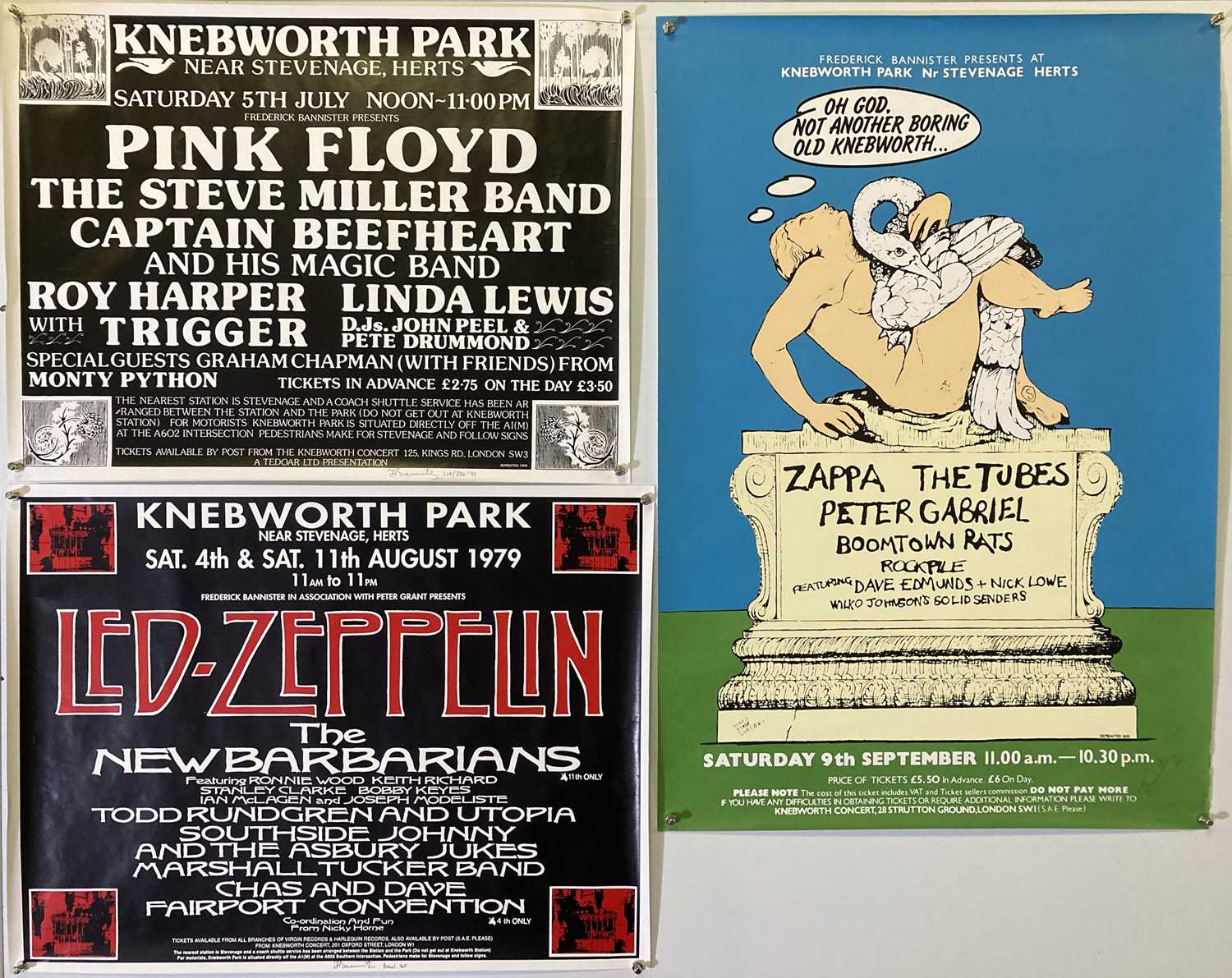 Lot 297 - LIMITED EDITION KNEBWORTH POSTER REPRINTS - FREDDIE BANNISTER SIGNED.