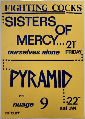 Lot 308 - SISTERS OF MERCY 1983 CONCERT POSTER - FIGHTING COCKS BIRMINGHAM.