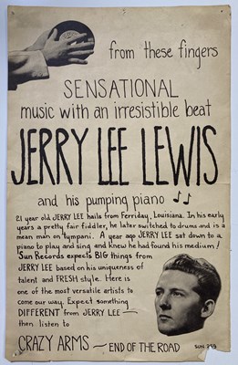 Lot 201 - JERRY LEE LEWIS CRAZY ARMS ORIGINAL 1956 HANDBILL.