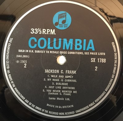 Lot 75 - JACKSON C. FRANK - JACKSON C. FRANK LP (ORIGINAL UK COPY - COLUMBIA SX 1788)